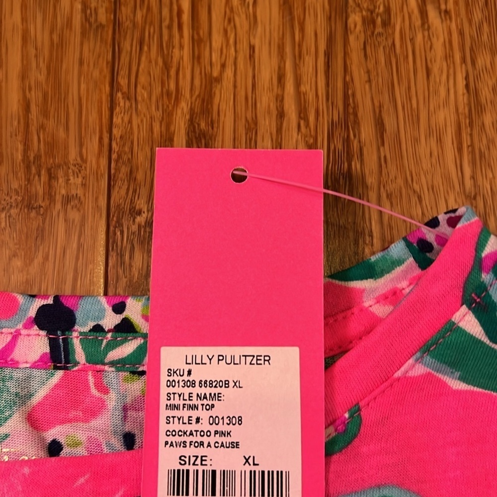 Lilly Pulitzer Mini Finn top L & XL cockatoo pink paws for a cause NWT - Picture 4 of 7
